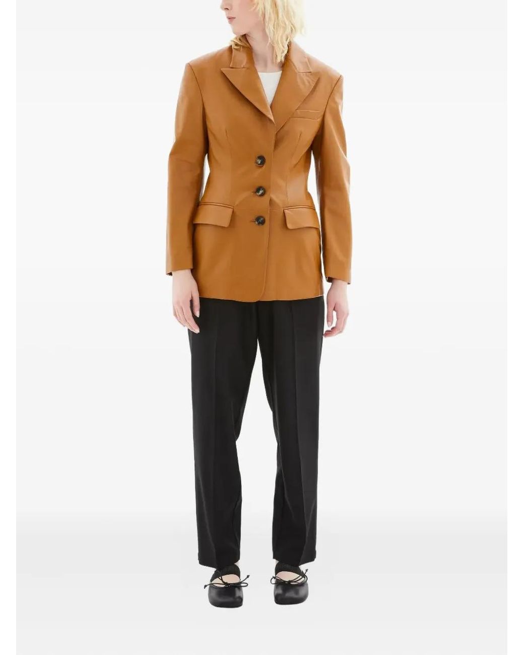 Marni Natural Button-Fastening Leather Jacket
