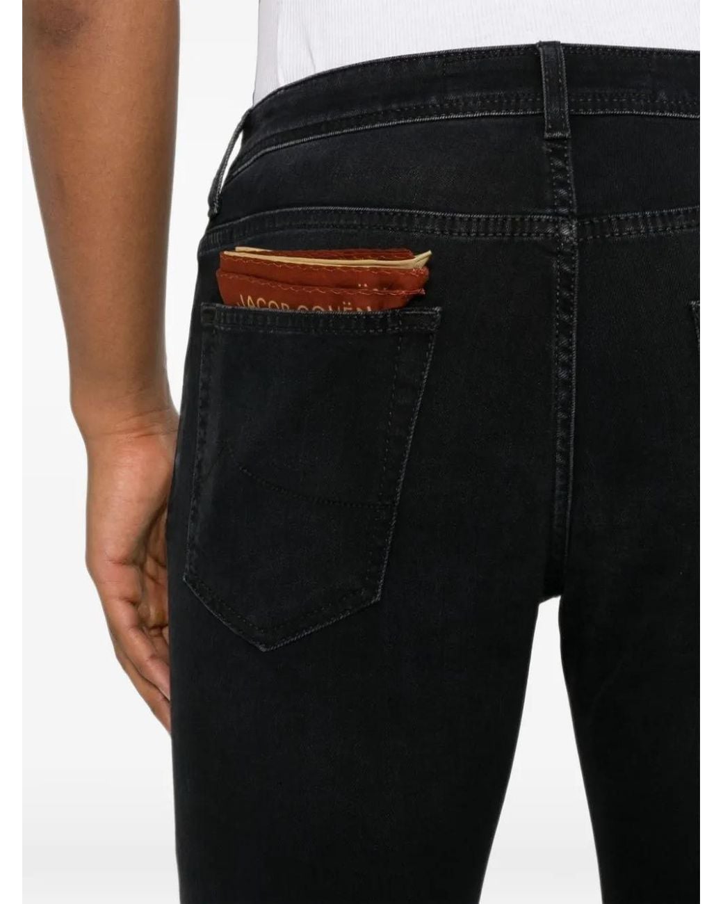 Jacob Cohen Black Faded-Effect Slim-Fit Jeans for men