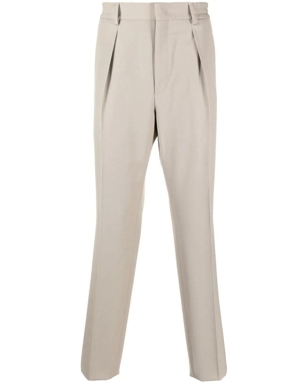 Fendi Natural Pleated Tailored Trousers for men