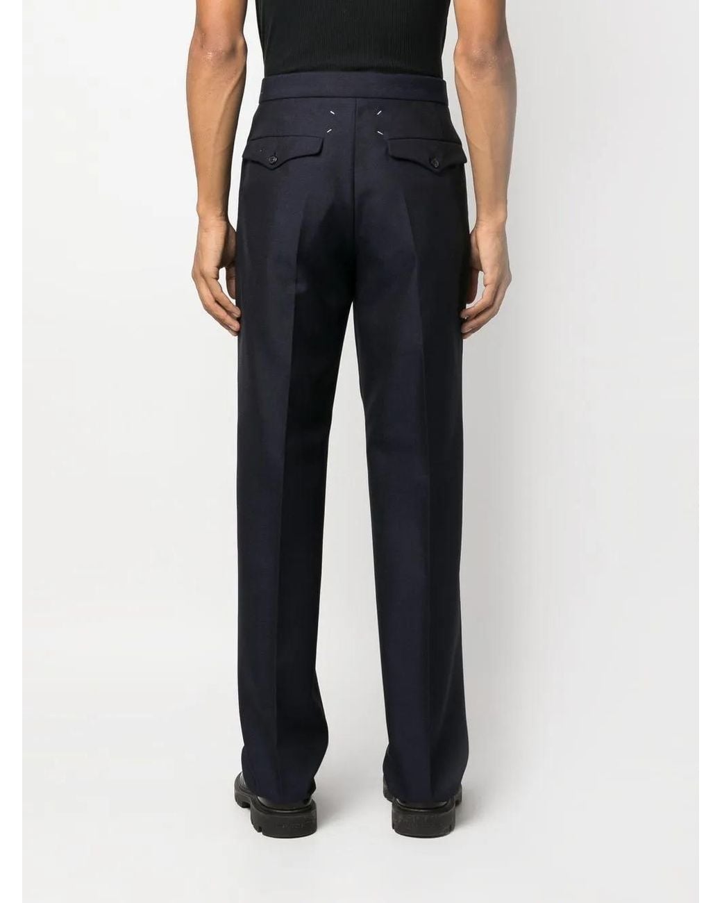 Maison Margiela Blue Four-Stitch Tapered Trousers for men