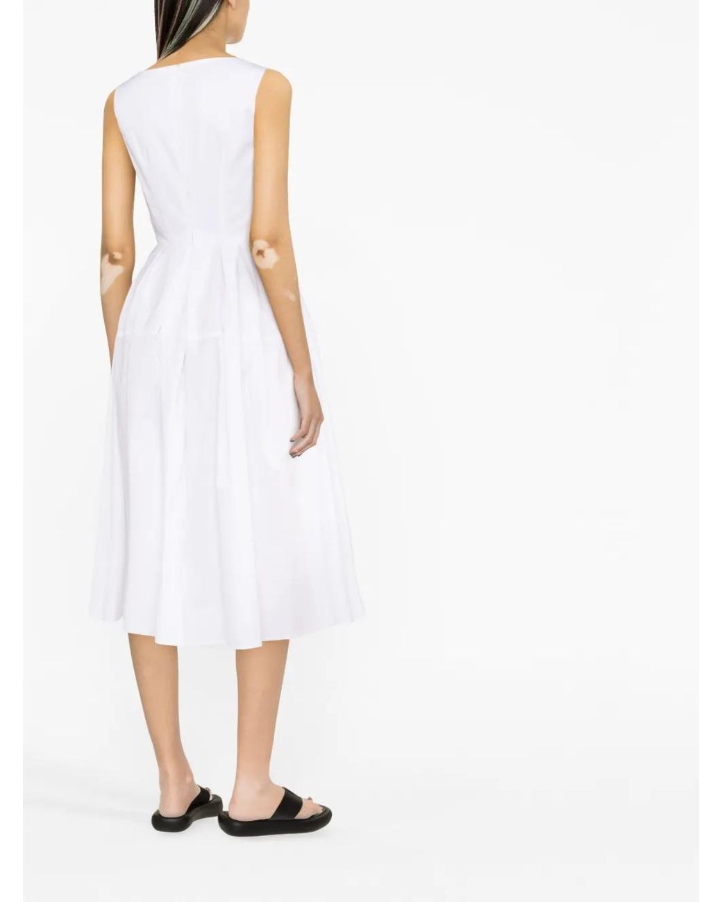 Blanca Vita White V-Neck Sleeveless Dress