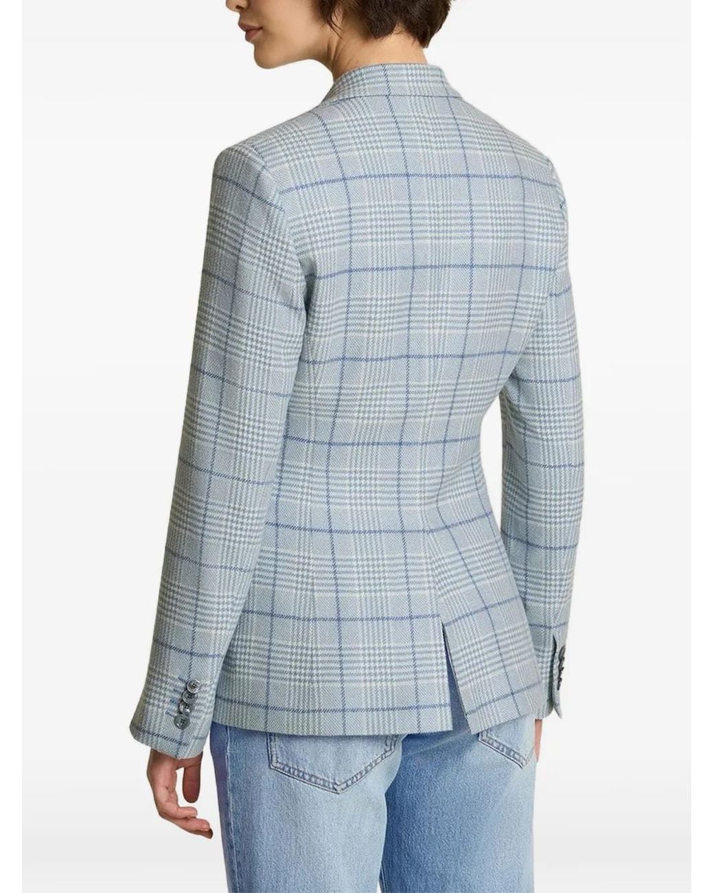 Kiton Blue Checked Single-Breasted Blazer