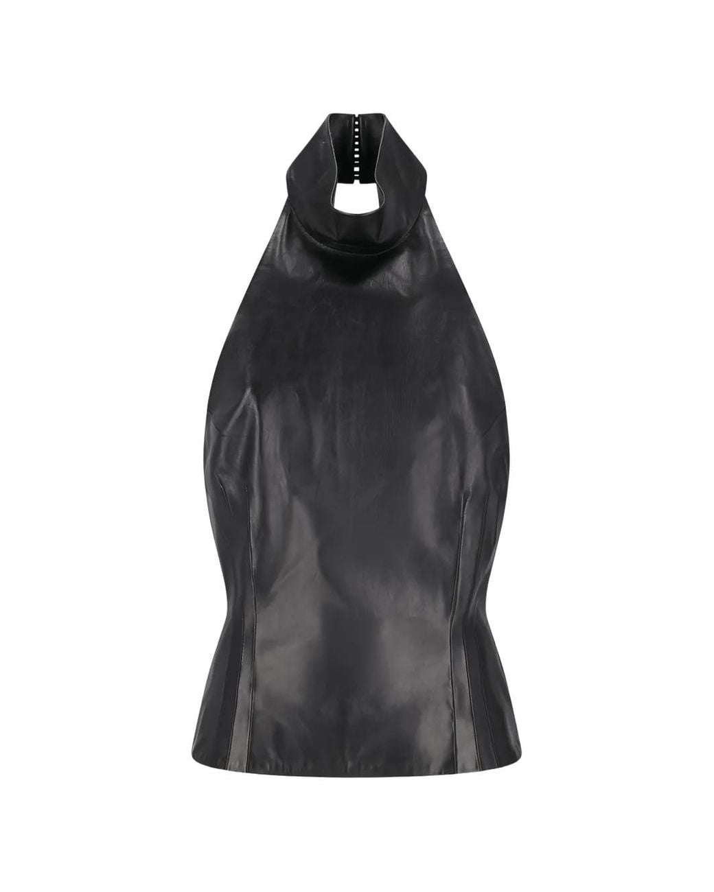 Magda Butrym Black Halterneck Leather Blouse