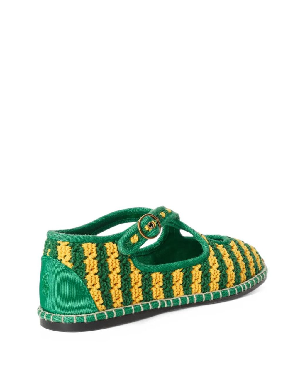 Polo Ralph Lauren Green Ballerines Rayées En Crochet