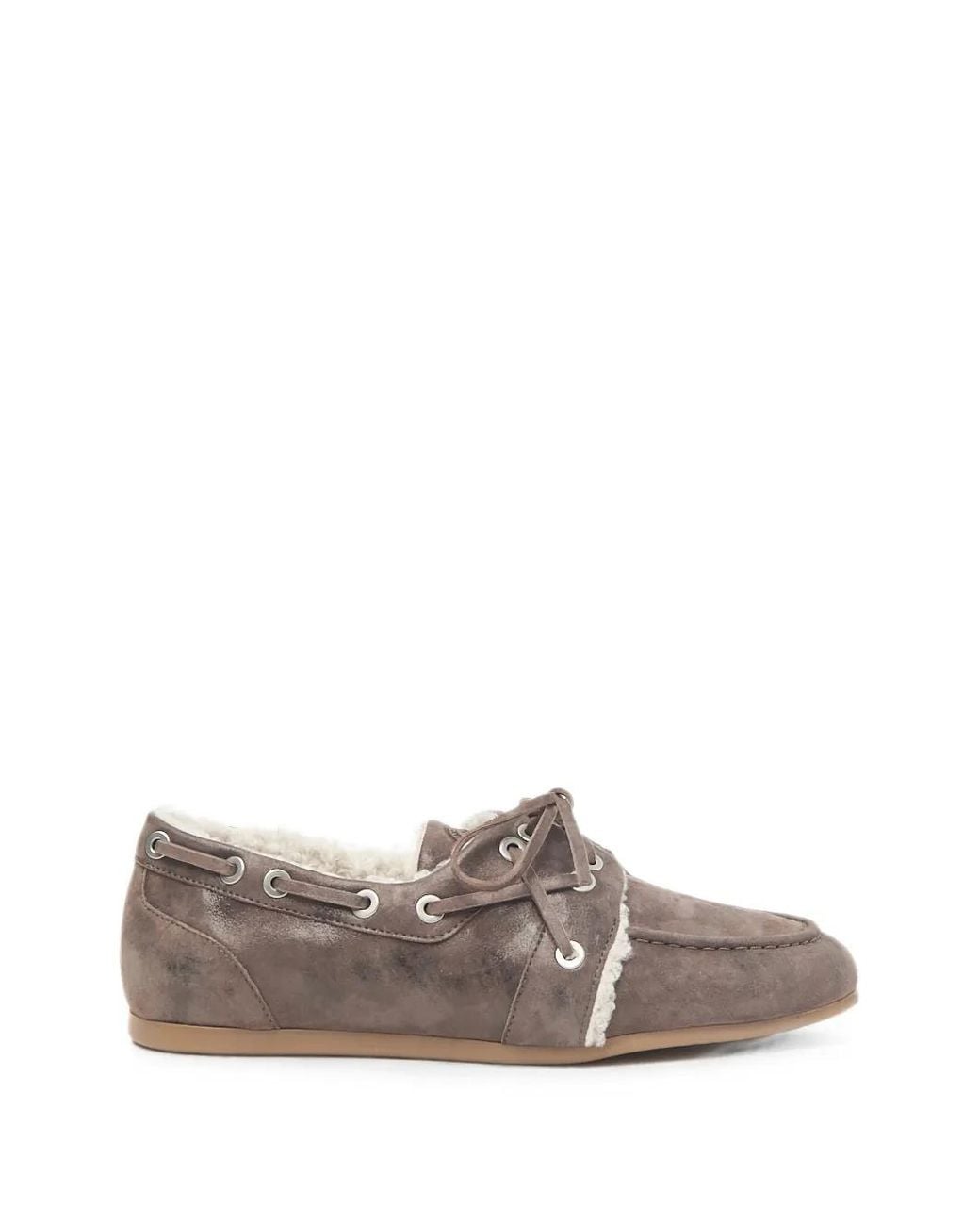 Peserico Gray Faux-Fur-Lined Suede Loafers