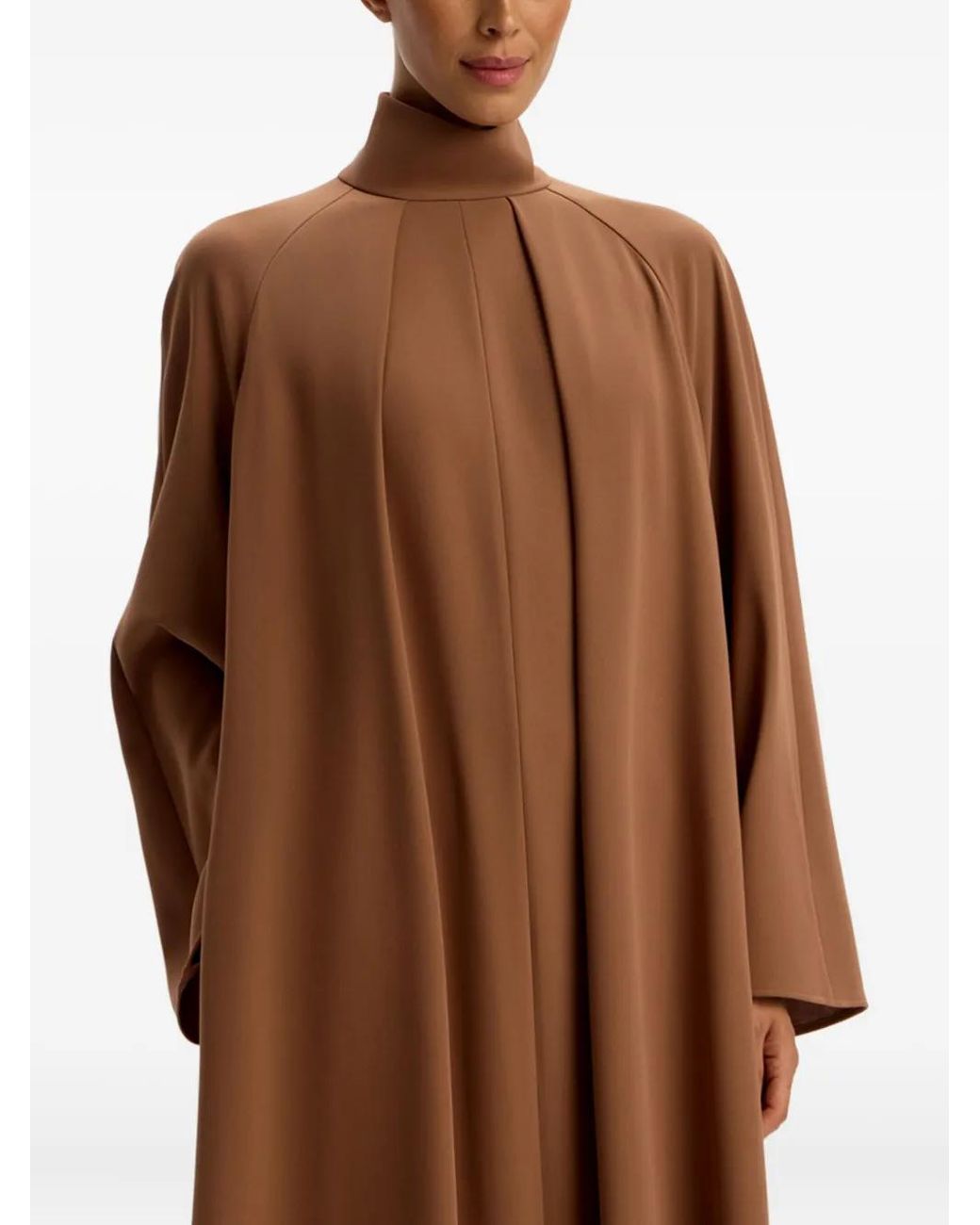 12 STOREEZ Brown High-Neck Pleated Maxi Dress