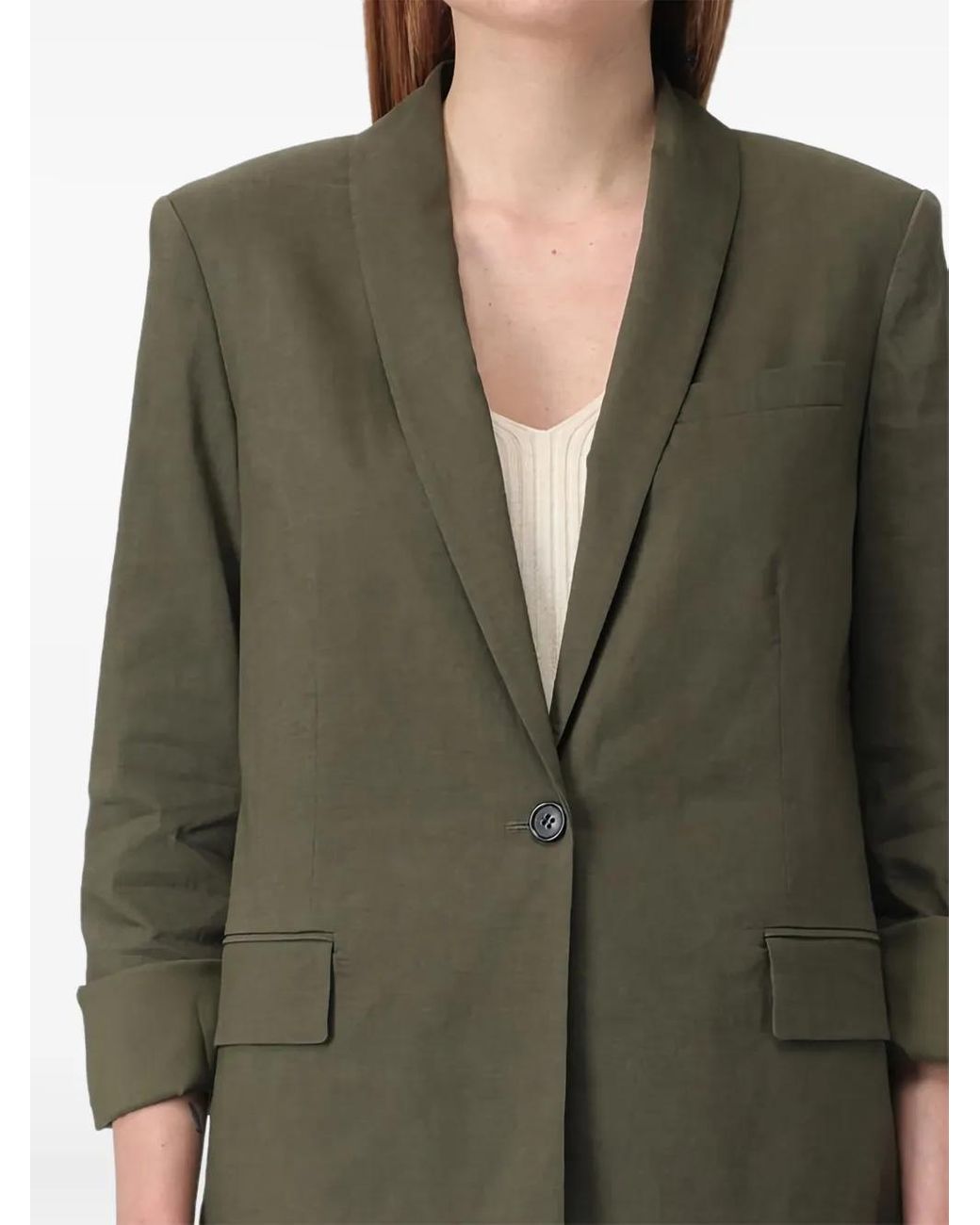 Theory Green Single-Button Lapel Jacket