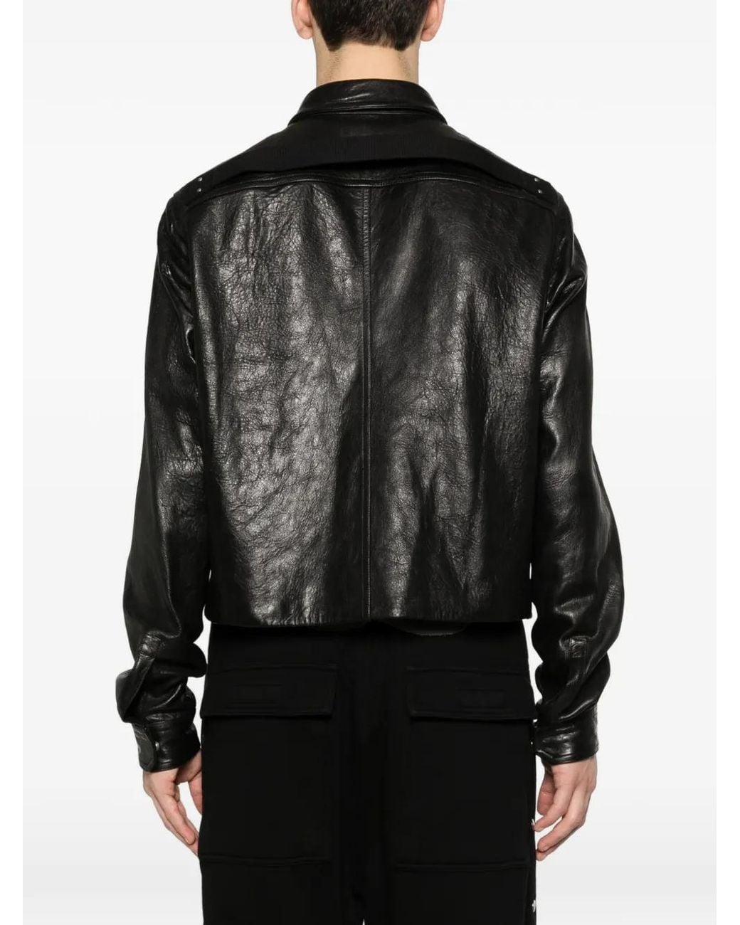Rick Owens Black Alice Tour Stud-Embellished Leather Jacket for men