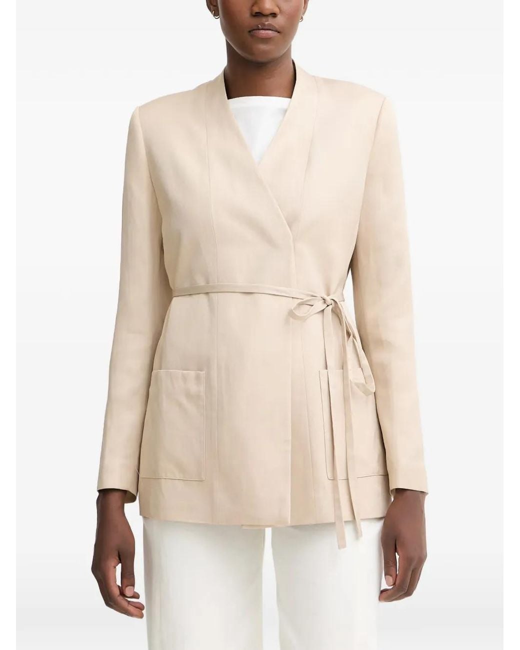Sisley Natural Belted Wrap Blazer