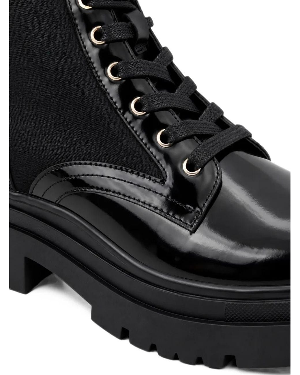 Philipp Plein Black Hexagon Patent-Finish Boots