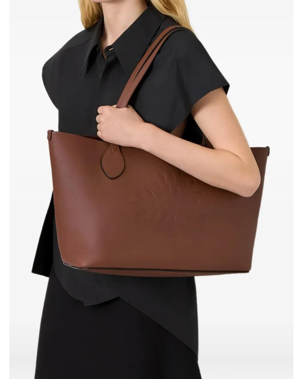 Mulberry Black Tree Embossed Leather Tote Bag