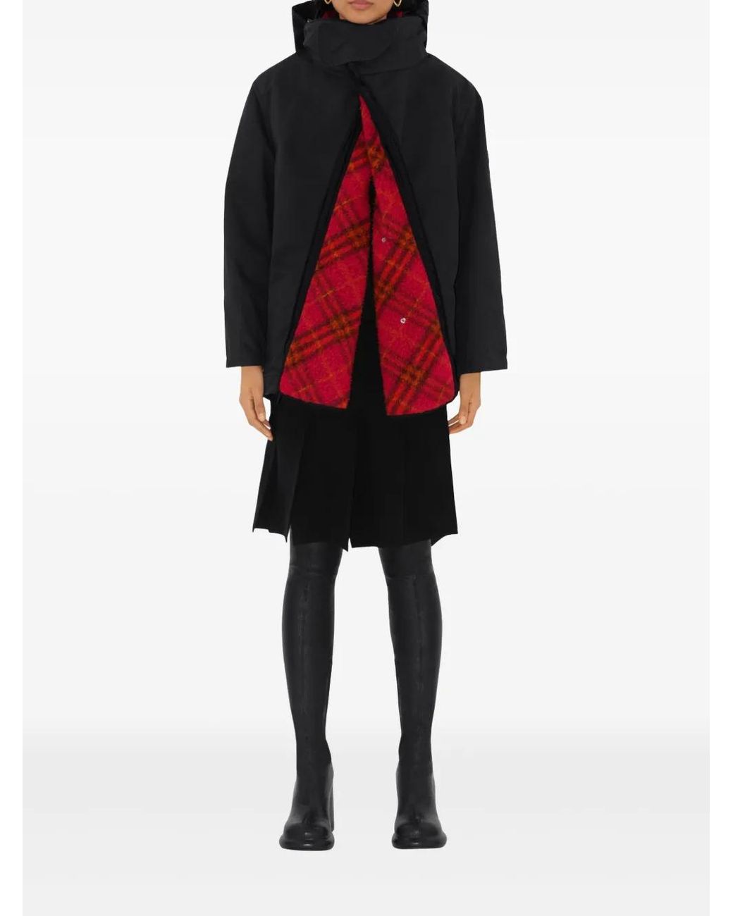 Burberry Red Detachable Warmer Cotton Parka
