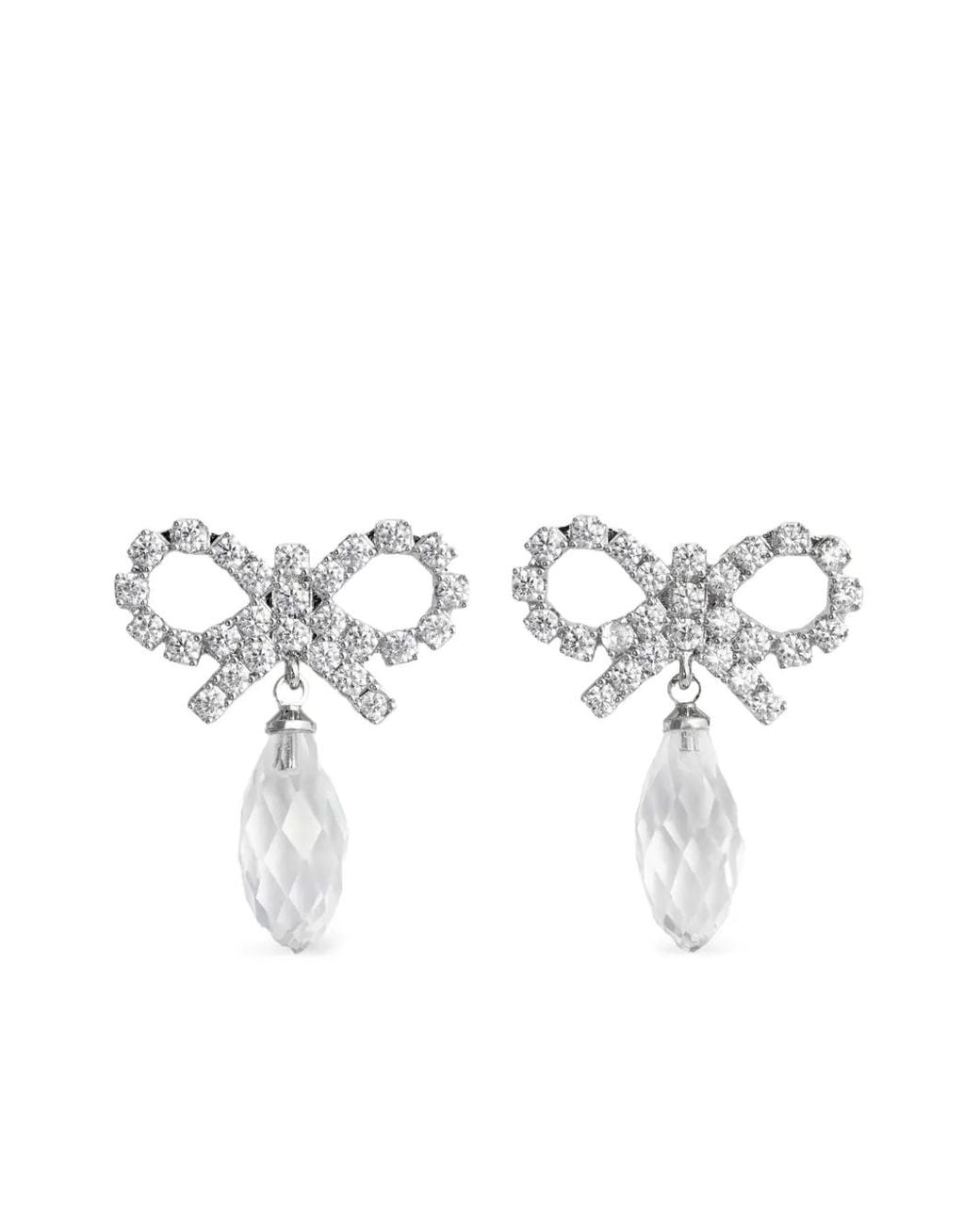 Self-Portrait White Bow And Crystal Earrings