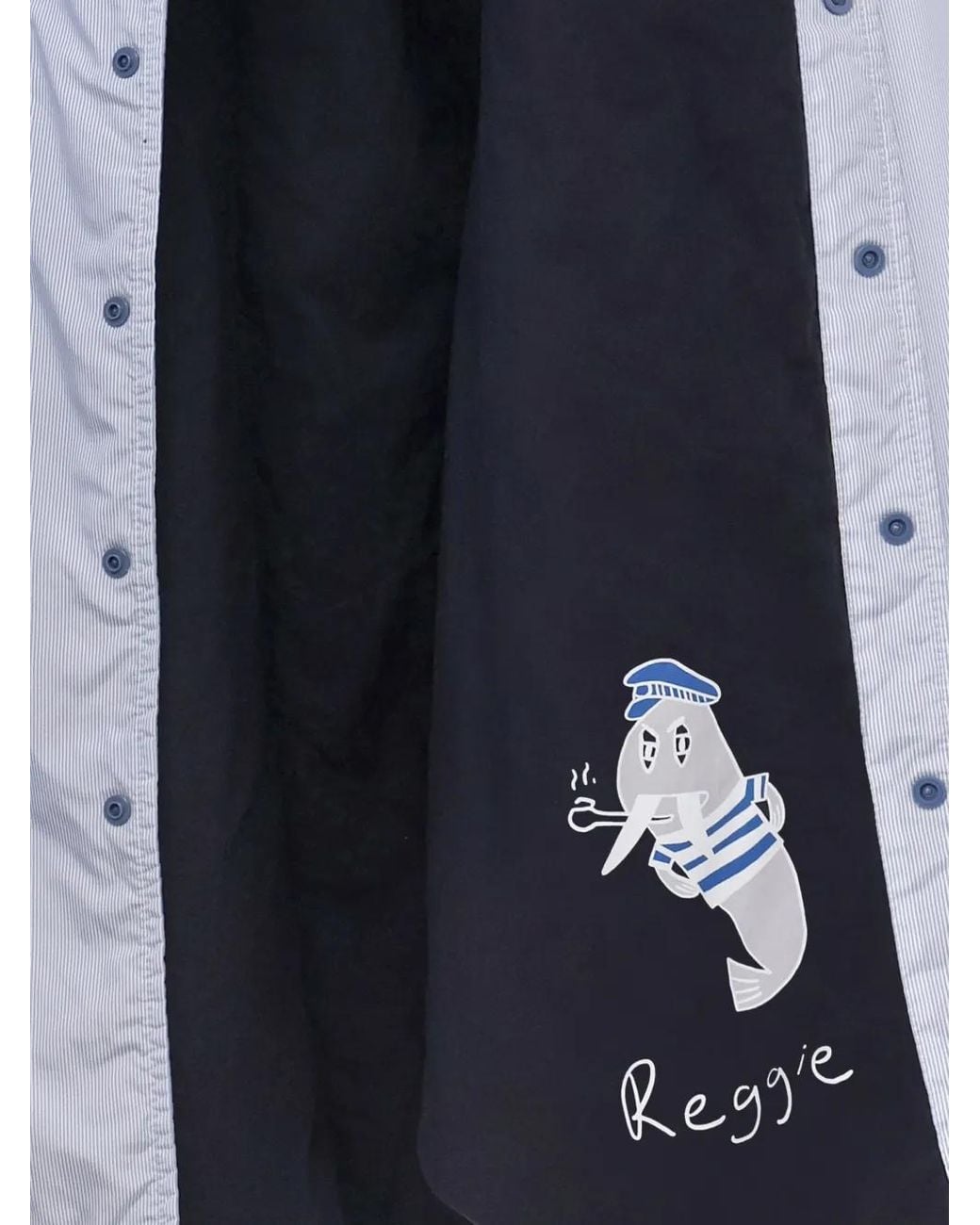 Aspesi Blue Vertical-Stripe Chest-Pockets Shirt