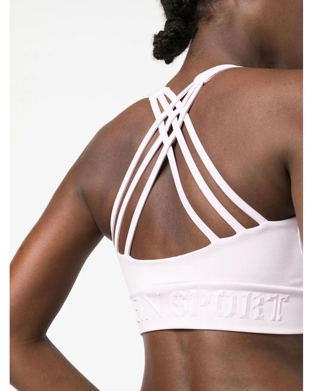 Philipp Plein Pink Crossover-Strap Sports Bra