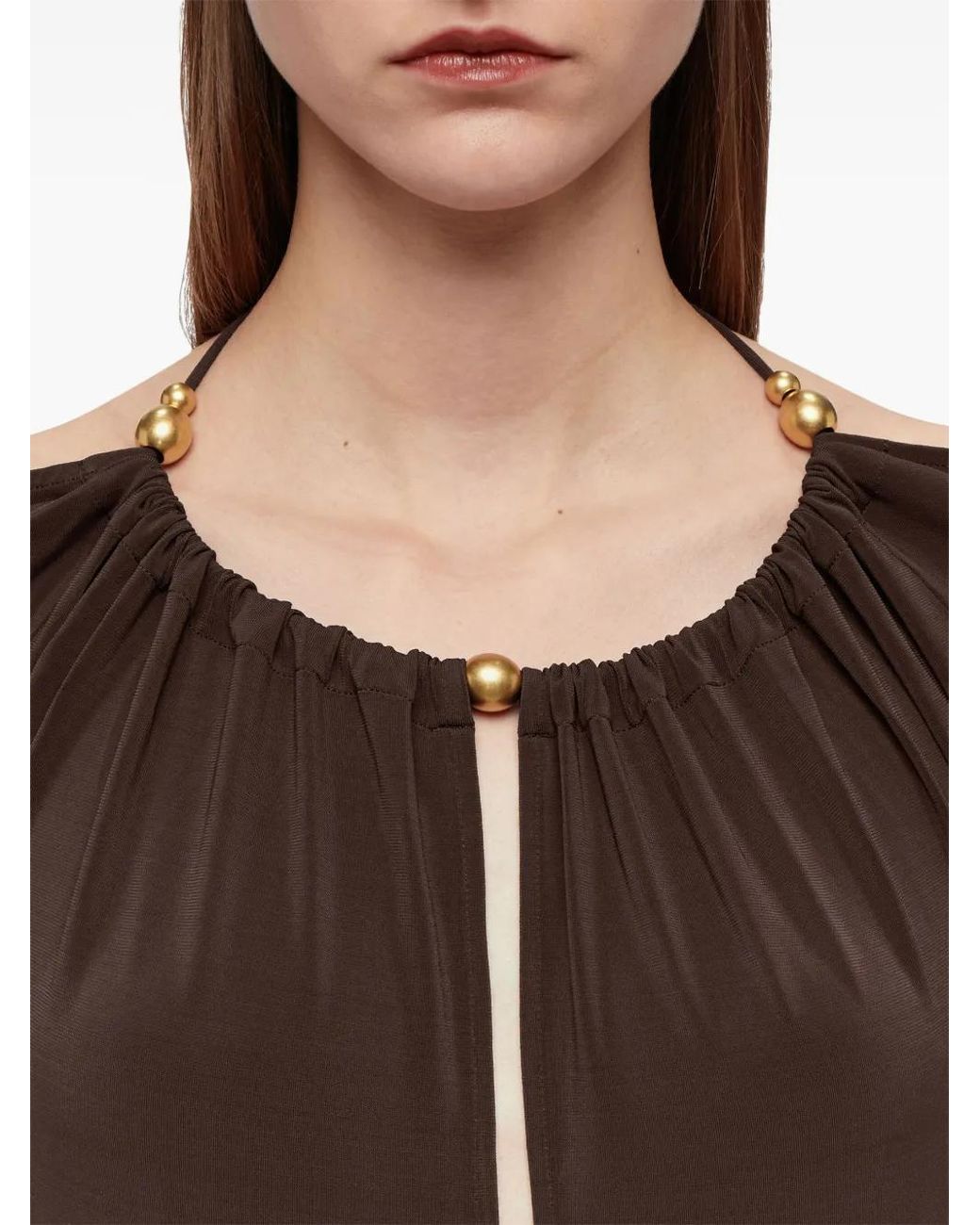Ferragamo Brown Long Crepe Dress