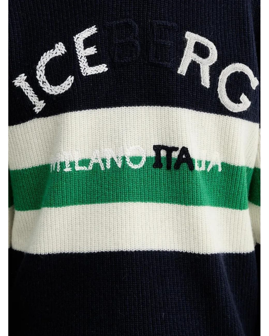 Iceberg Blue Intarsia Striped Sweater for men