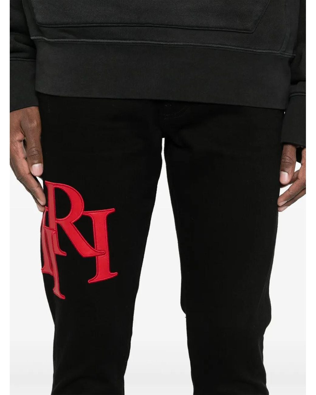 Amiri Black Skinny Jeans With Offset Logo for men