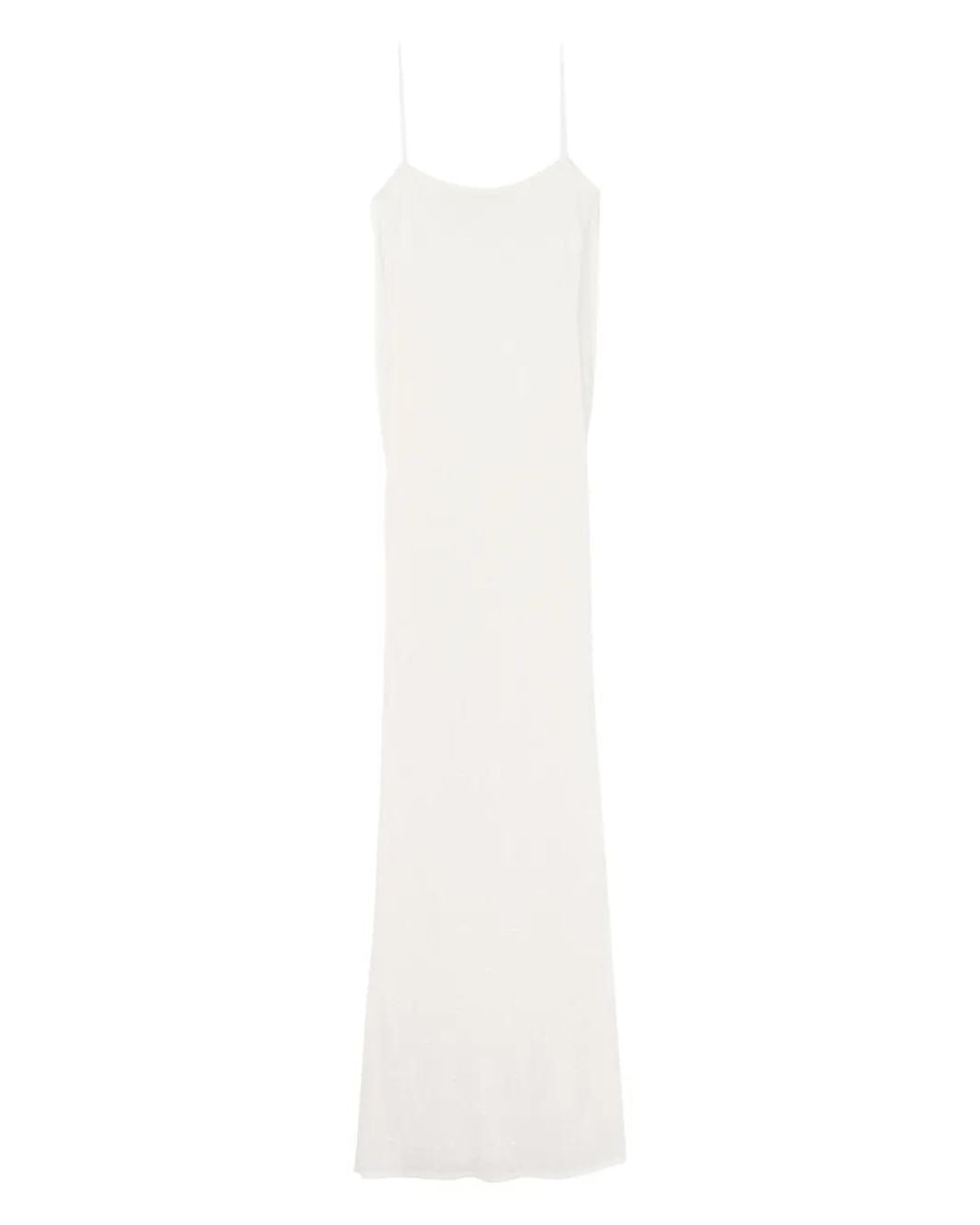 Jacquemus White Off- Spaghetti Strap Embroidered Dress