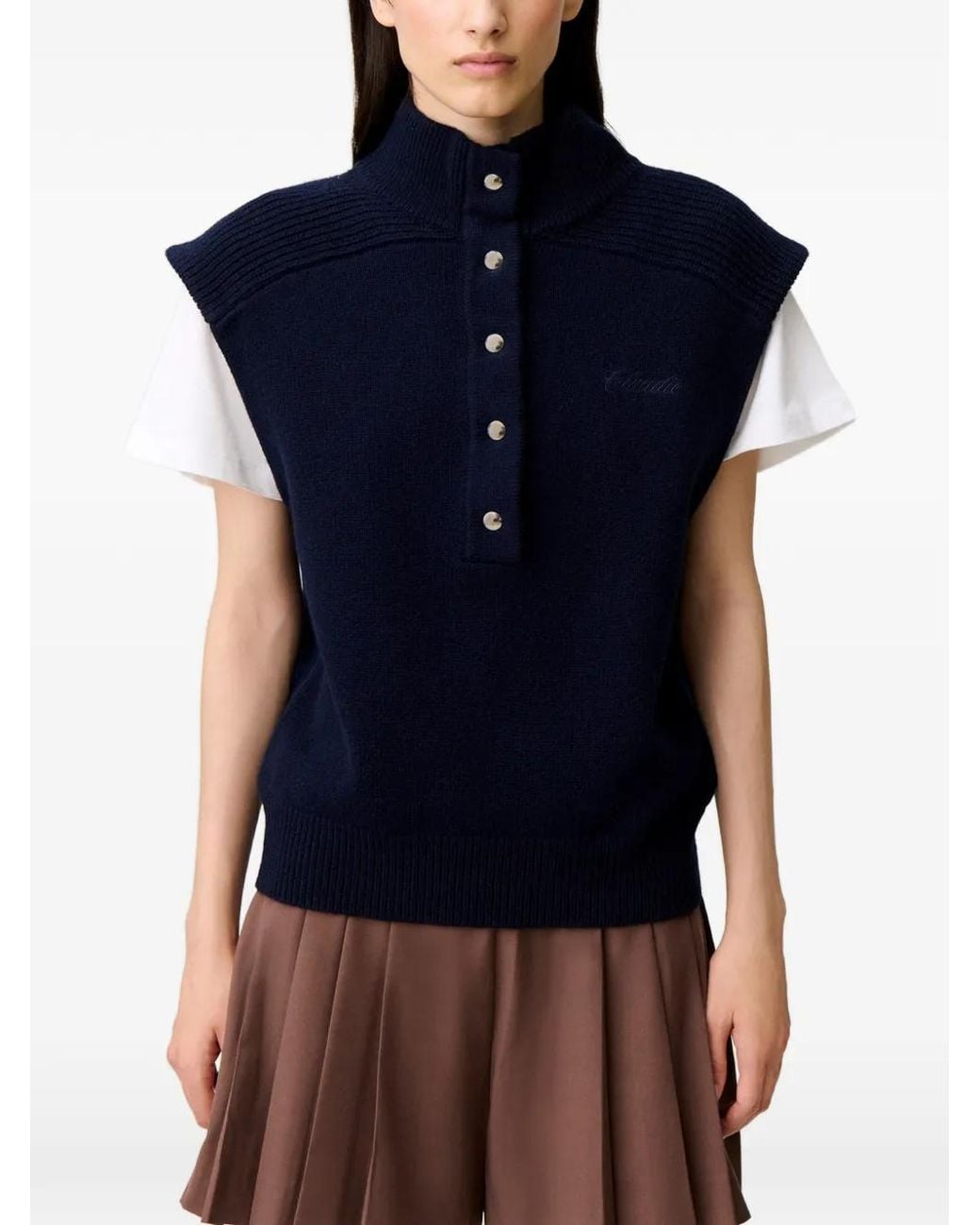 Claudie Pierlot Blue Sleeveless Wool Jumper