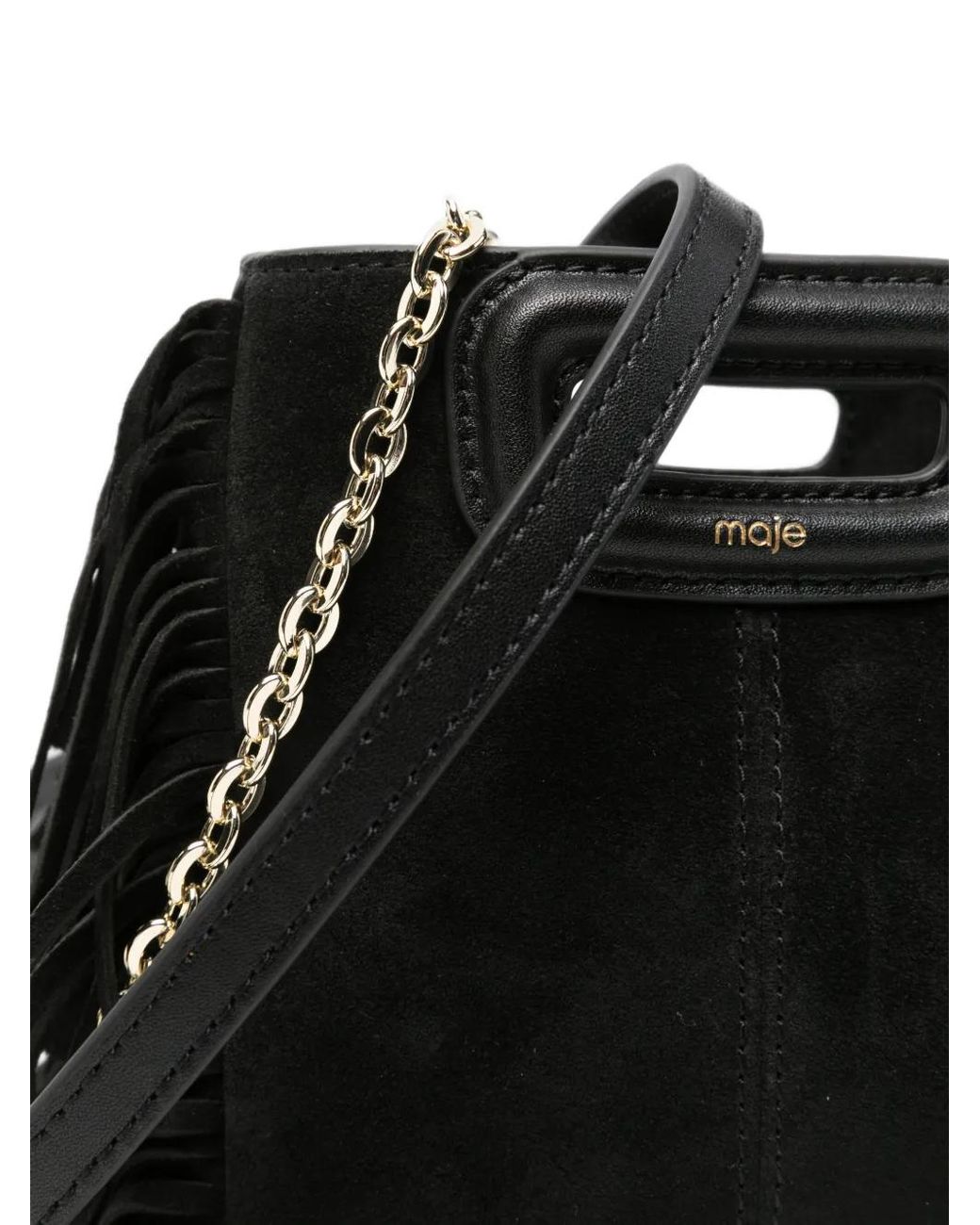 Maje Black Mini Sac À Détail De Frange M