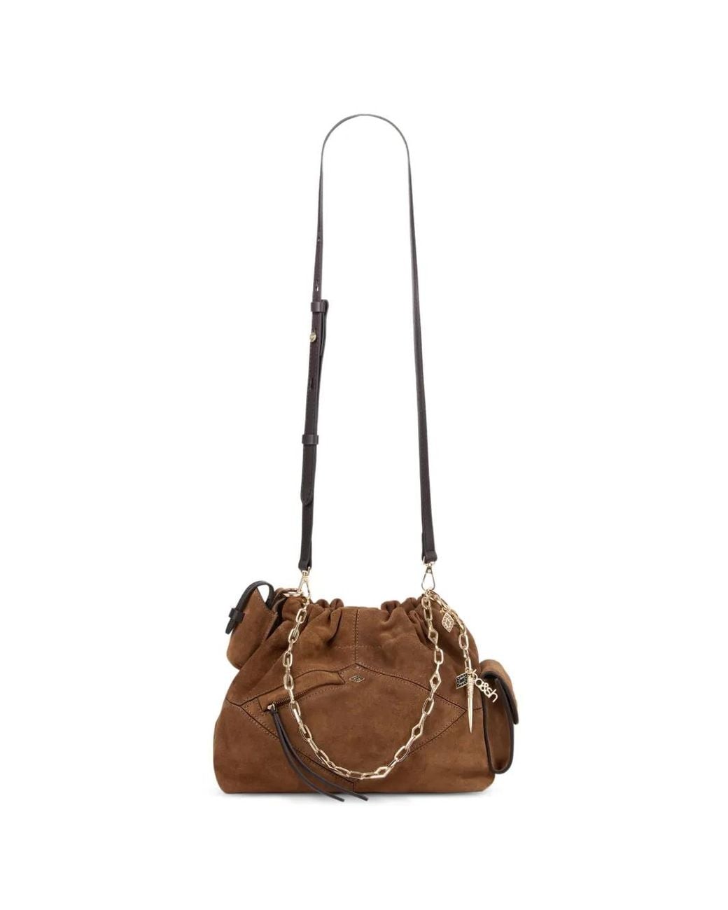 Ba&sh Brown Mini June Chain-Link Shoulder Bag