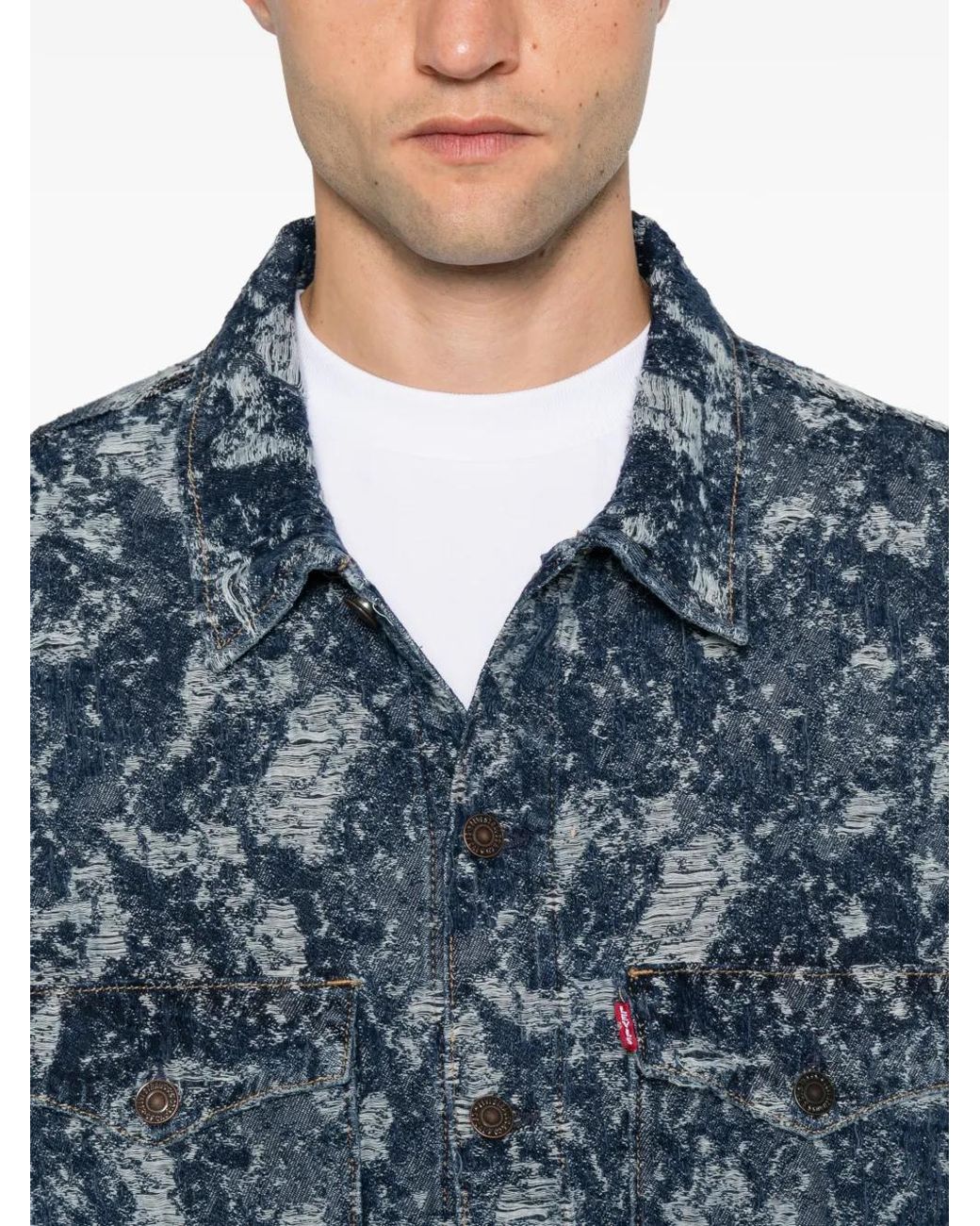 Levi's Blue Veste En Jean À Effet Usé for men