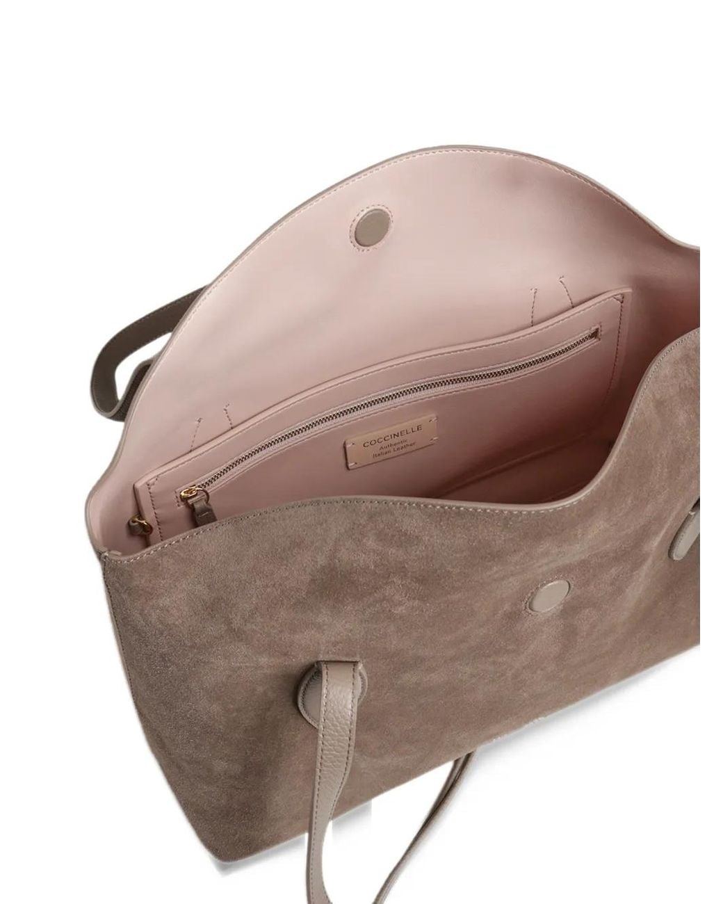 Coccinelle Brown Suede Logo-Detail Shoulder Bag