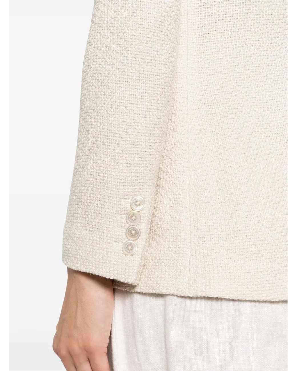 Ralph Lauren Natural Hailey Basket-Weave Blazer