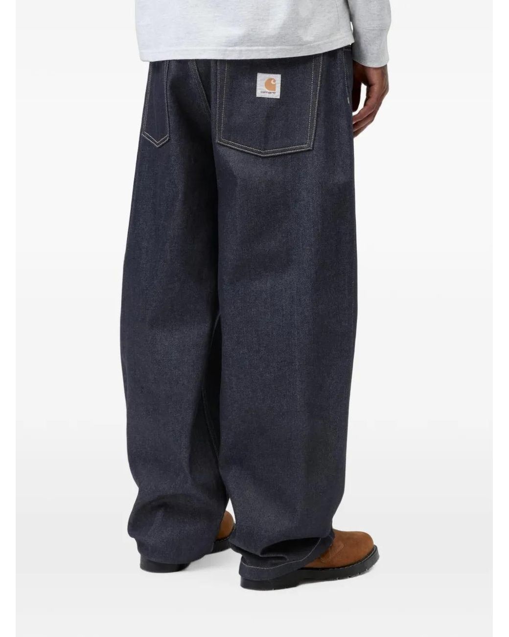 Carhartt Blue Brandon Logo-Patch Jeans for men