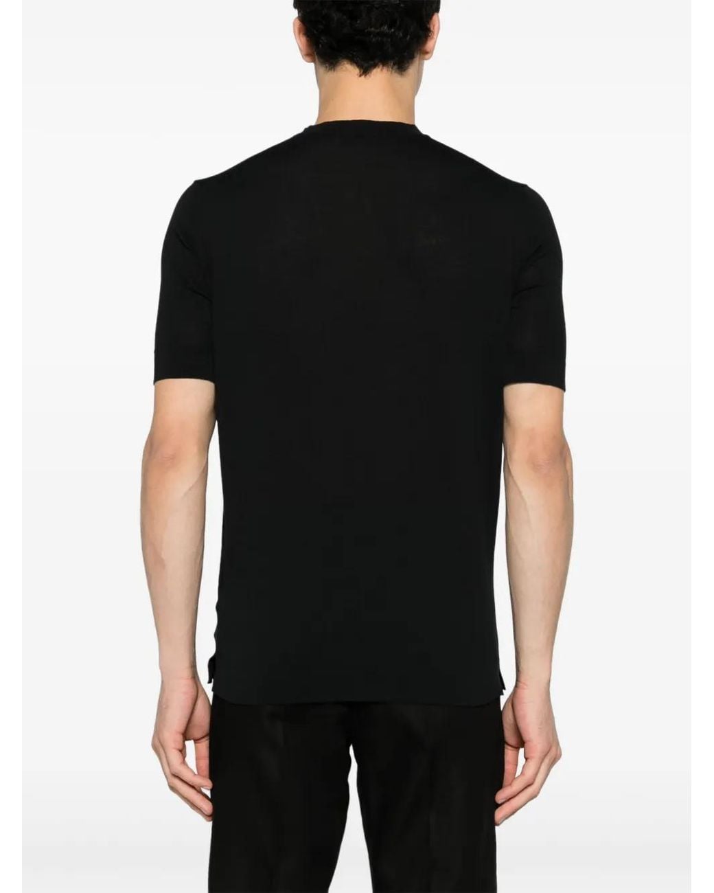 Dell'Oglio Black Crew-Neck Cotton T-Shirt for men