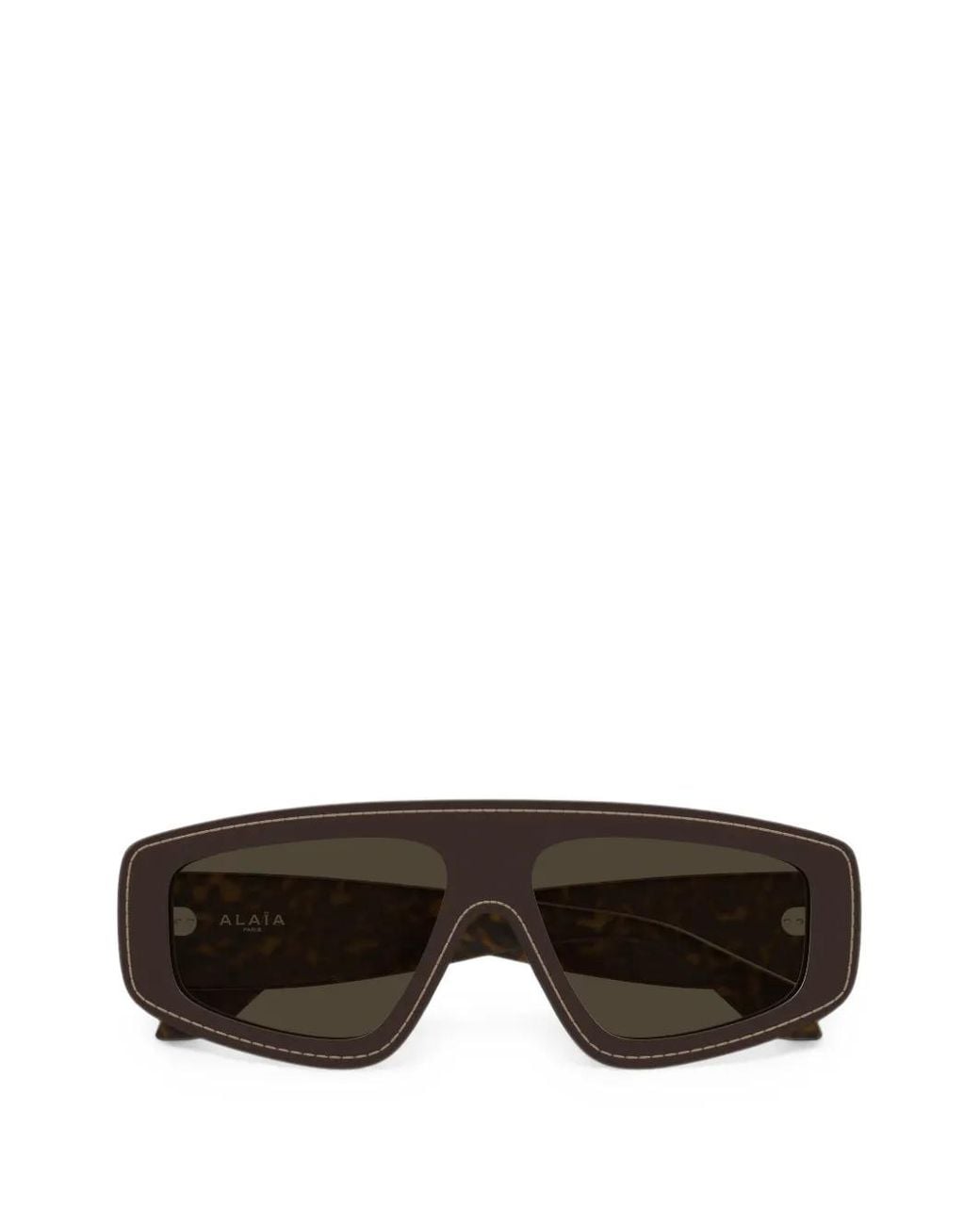 Alaïa Black Mask Topstitched Geometric-Frame Sunglasses
