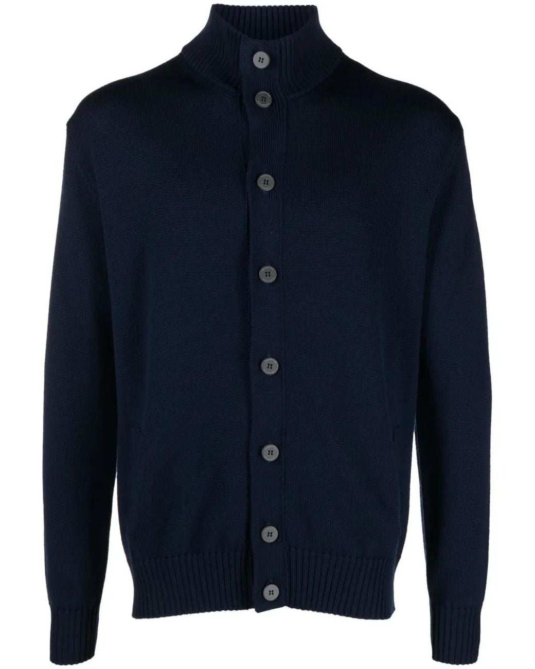 Ballantyne Blue High-Neck Wool Cardigan for men