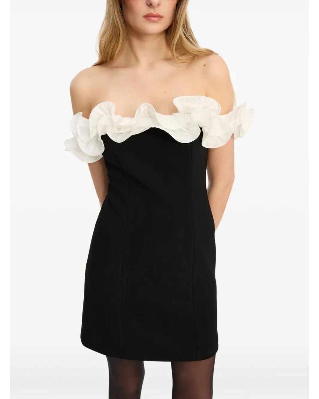 ROTATE BIRGER CHRISTENSEN Black Ruffle Mini Dress