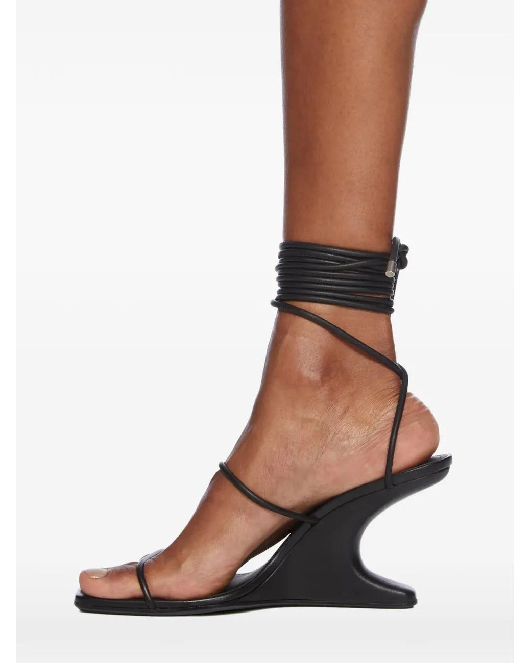 Rick Owens White Cantilever Wrap Sandals