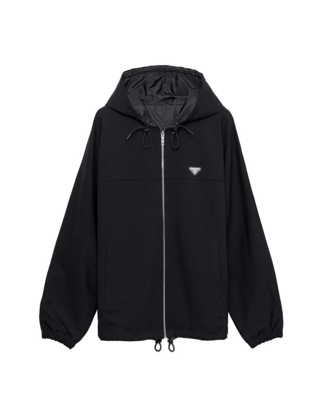 Prada Black Technical Fleece Hoodie Jacket for men