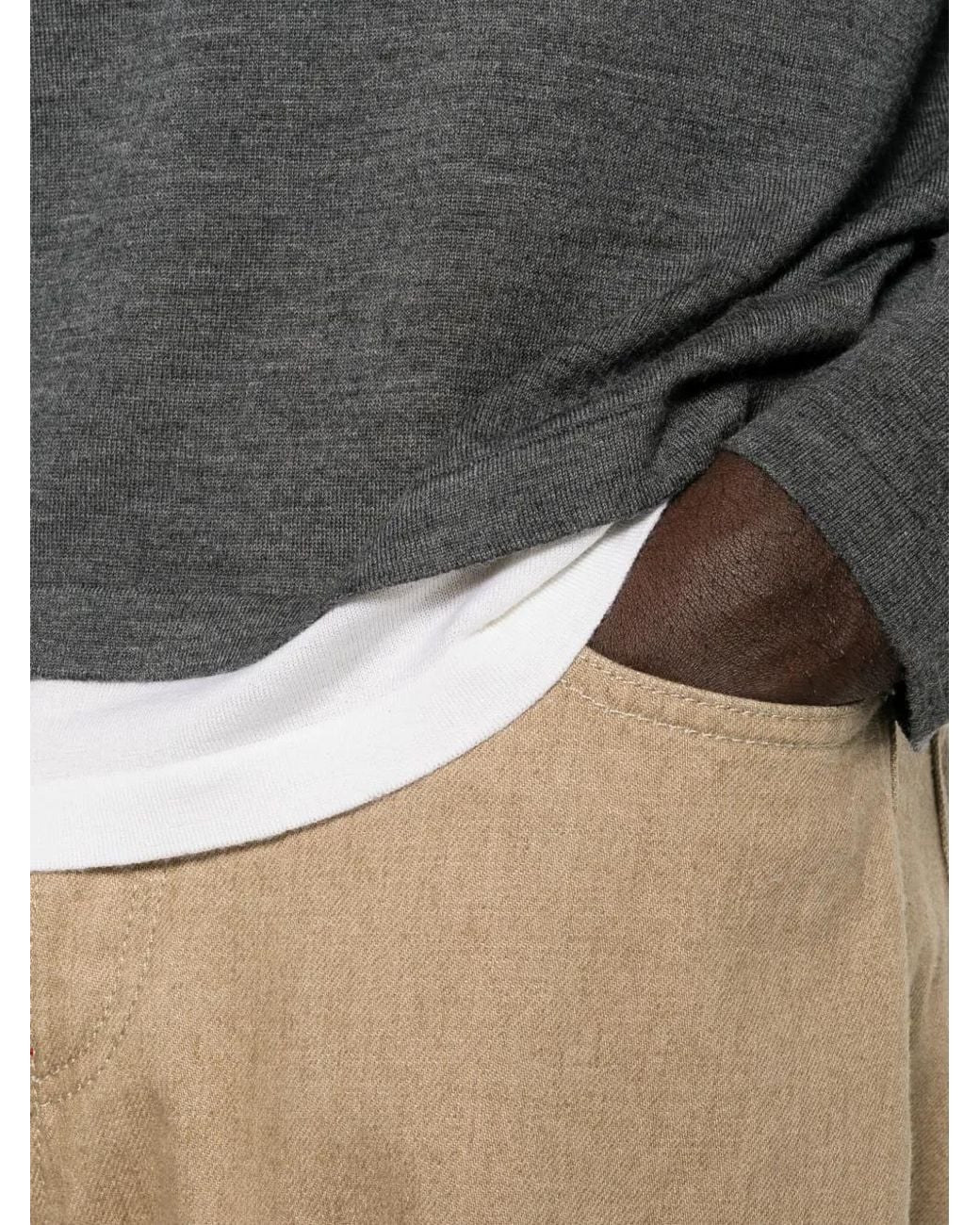 Paolo Pecora Gray Crew-Neck Long-Sleeve Sweater for men