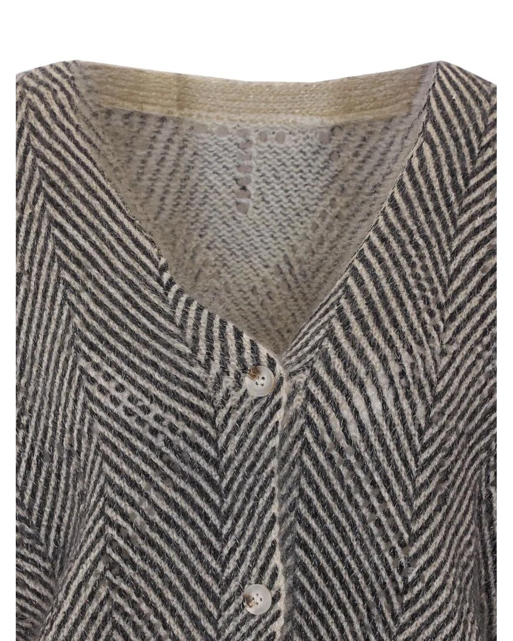Twinset Gray Mohair Blend Printed Cardigan-Jumper