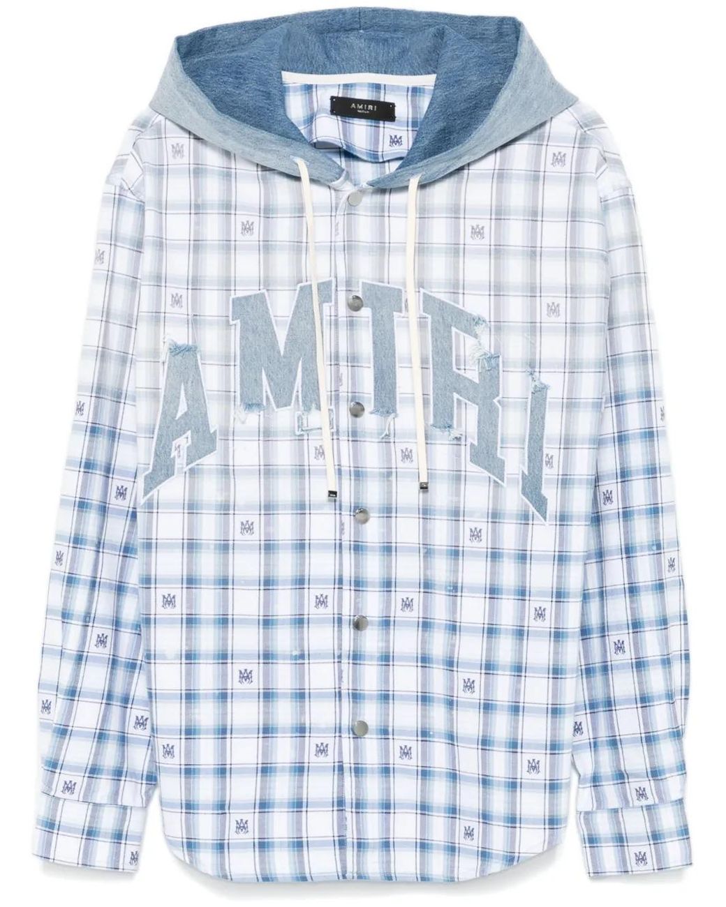 Amiri Blue Logo-Patch Shirt for men