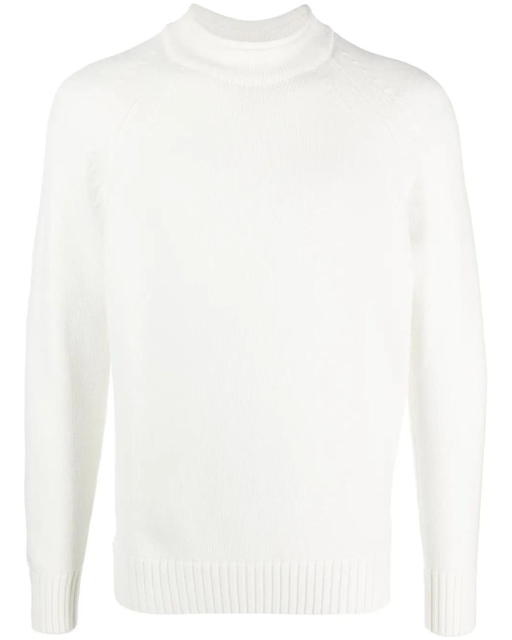 Zanone White Mock-Neck Fine-Knit Jumper for men