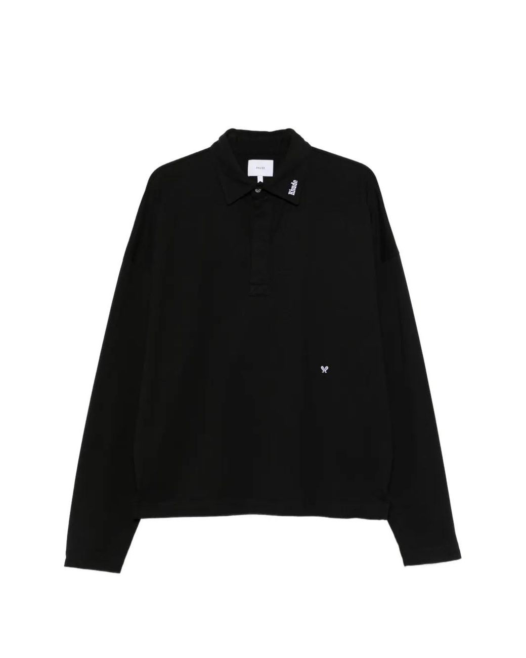 Rhude Black Fontaine Long Sleeve Polo T-Shirt for men