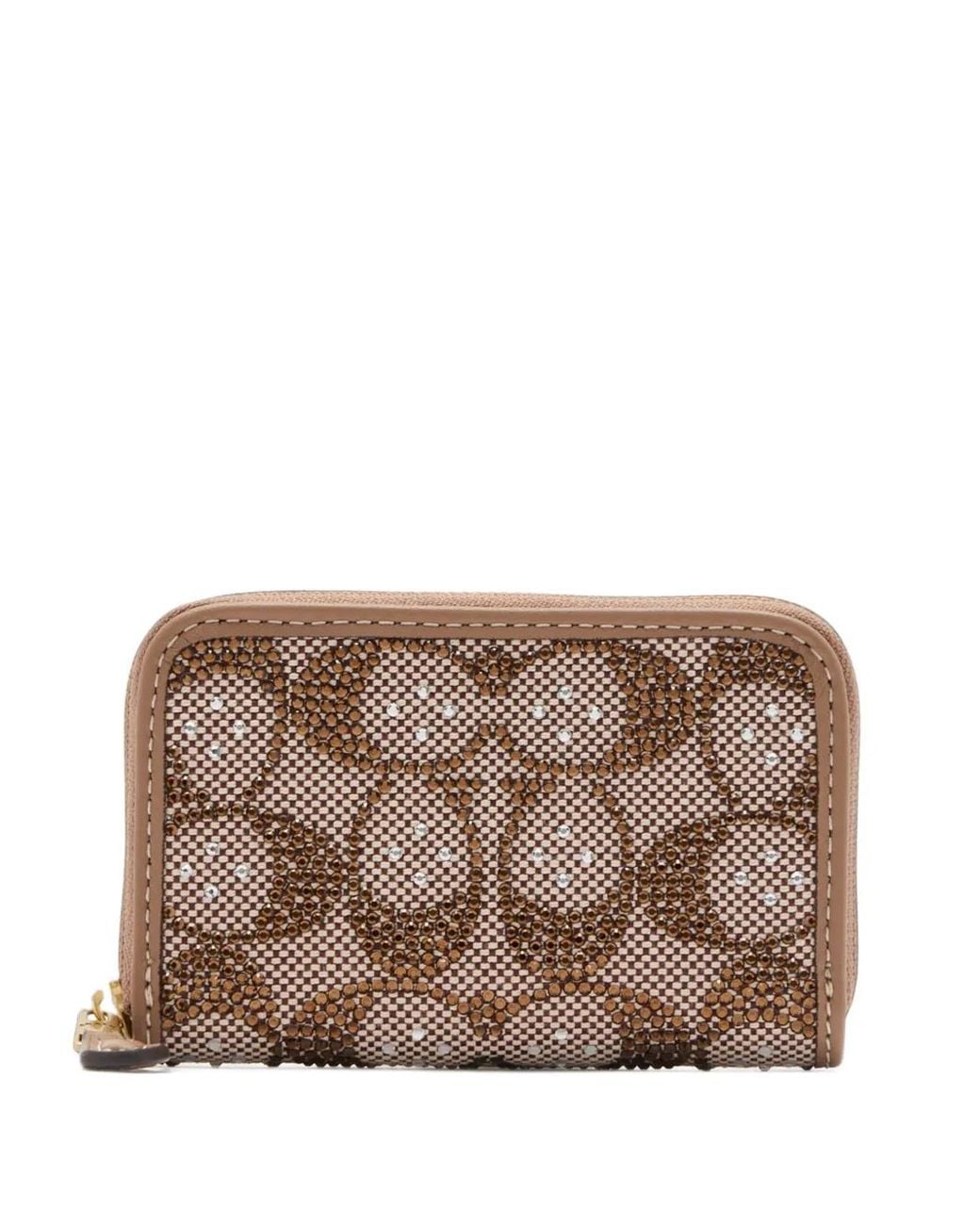 COACH Brown Essential Small Zip-Around Card Case