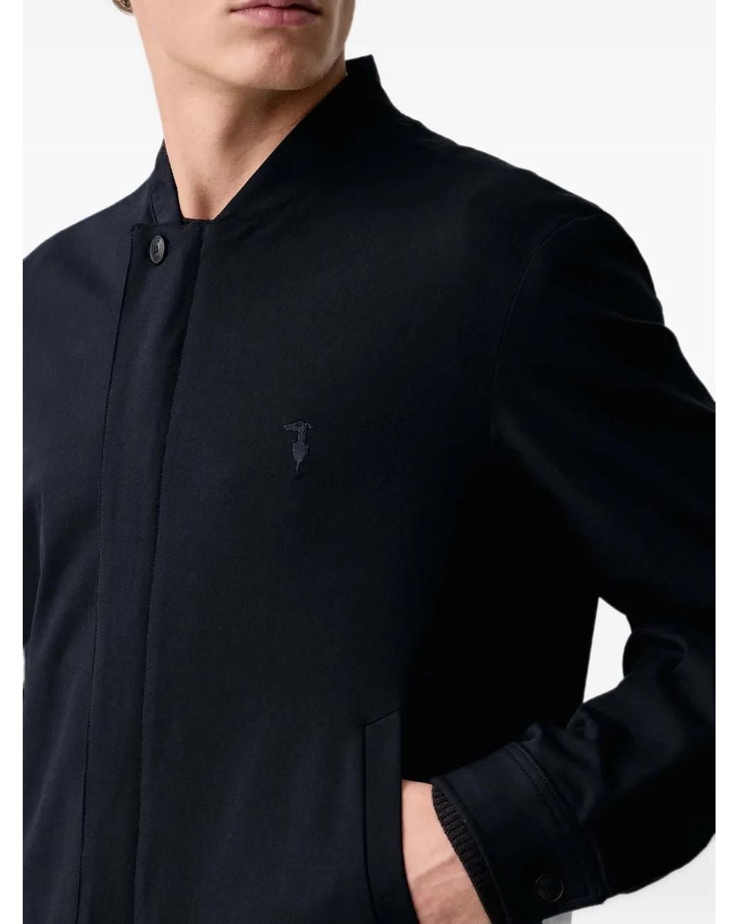 Trussardi Blue Veste Zippée À Logo Brodé for men