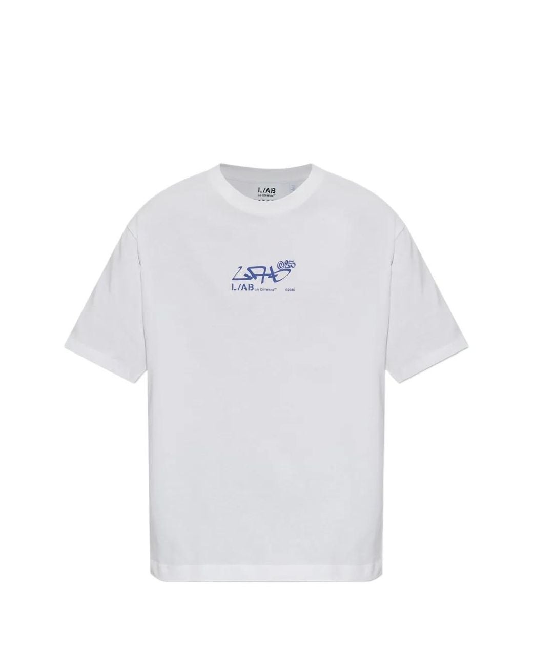 LAB C.O. OFF WHITE Diagonals Logo-Print T-Shirt in White for Men | Lyst