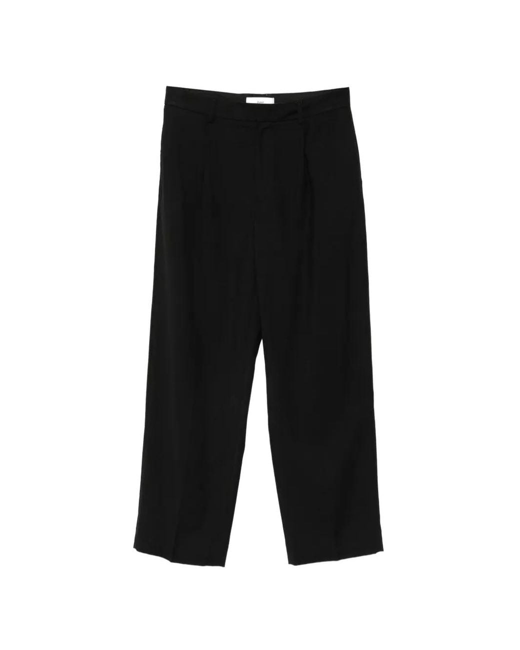 DUNST Black Pleated Straight-Leg Trousers for men