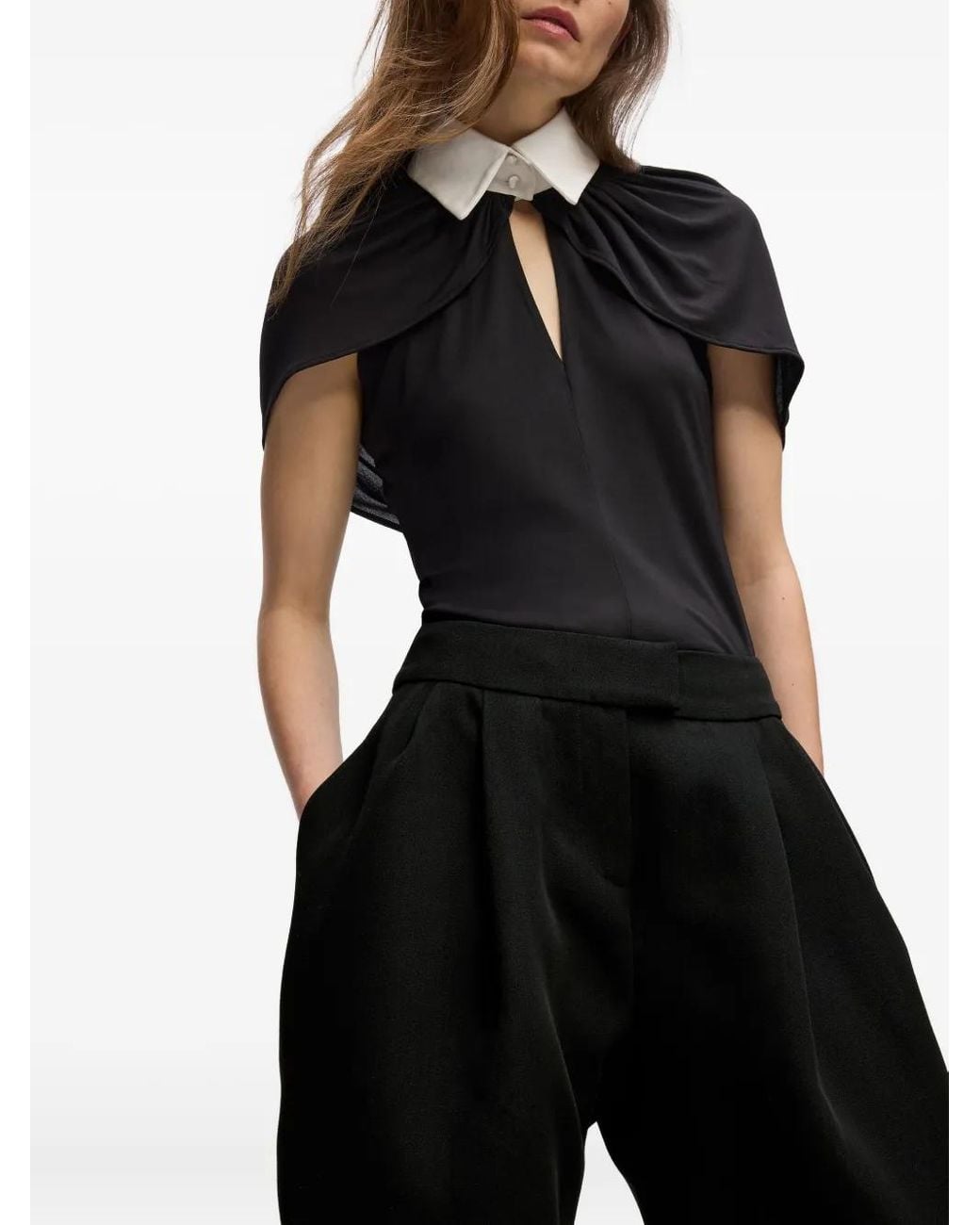Karl Lagerfeld Black Karl Studio Wide-Leg High-Waisted Voluminous Trousers