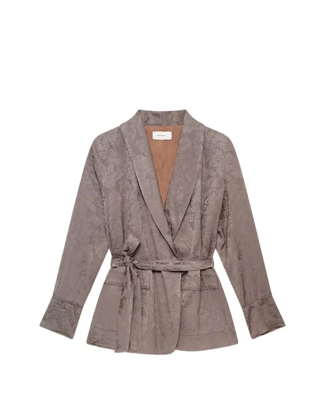 Maliparmi Brown Damask-Jacquard Wrap Blazer
