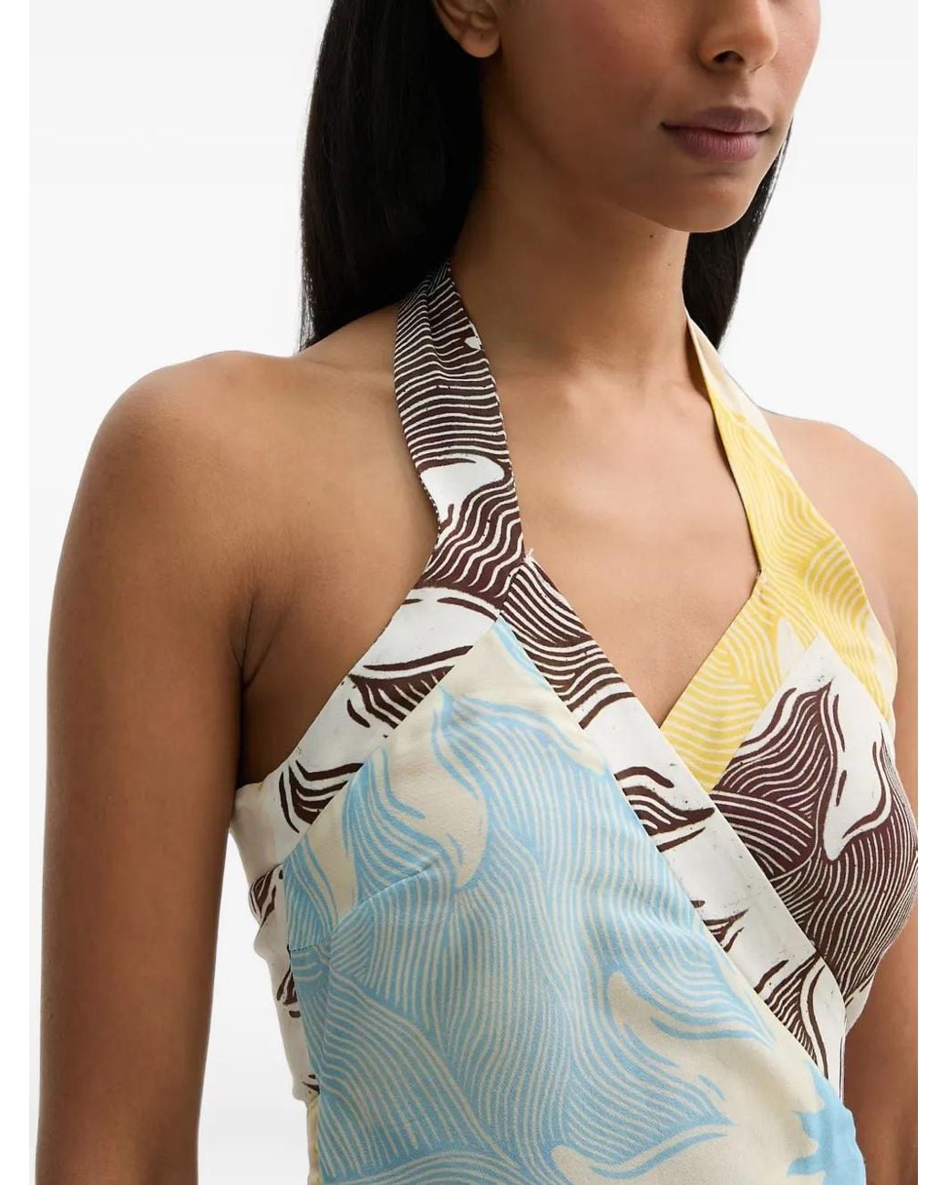Never Fully Dressed Blue Graphic-Print Halterneck Top