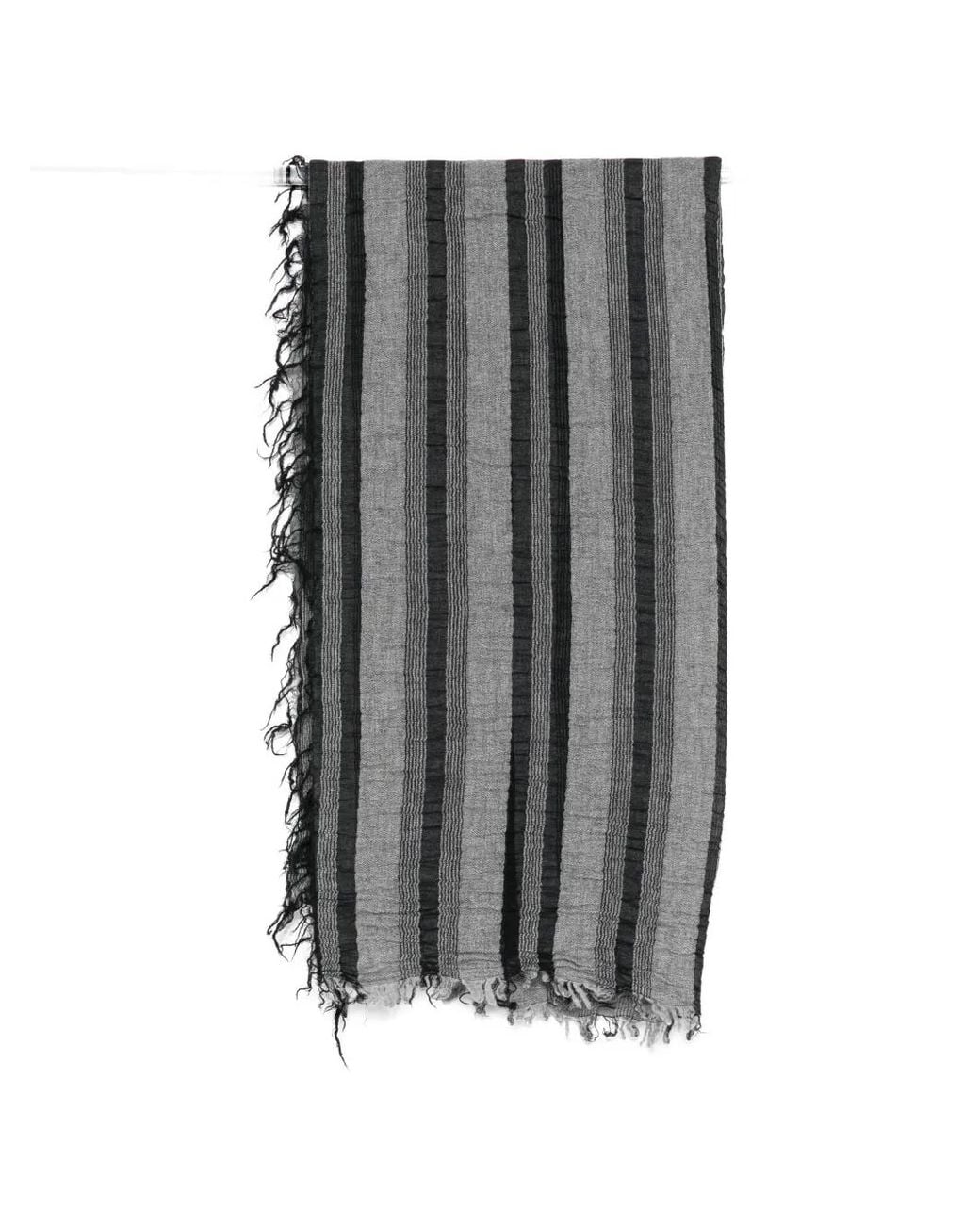 Forme D'expression Gray Striped Frayed Scarf