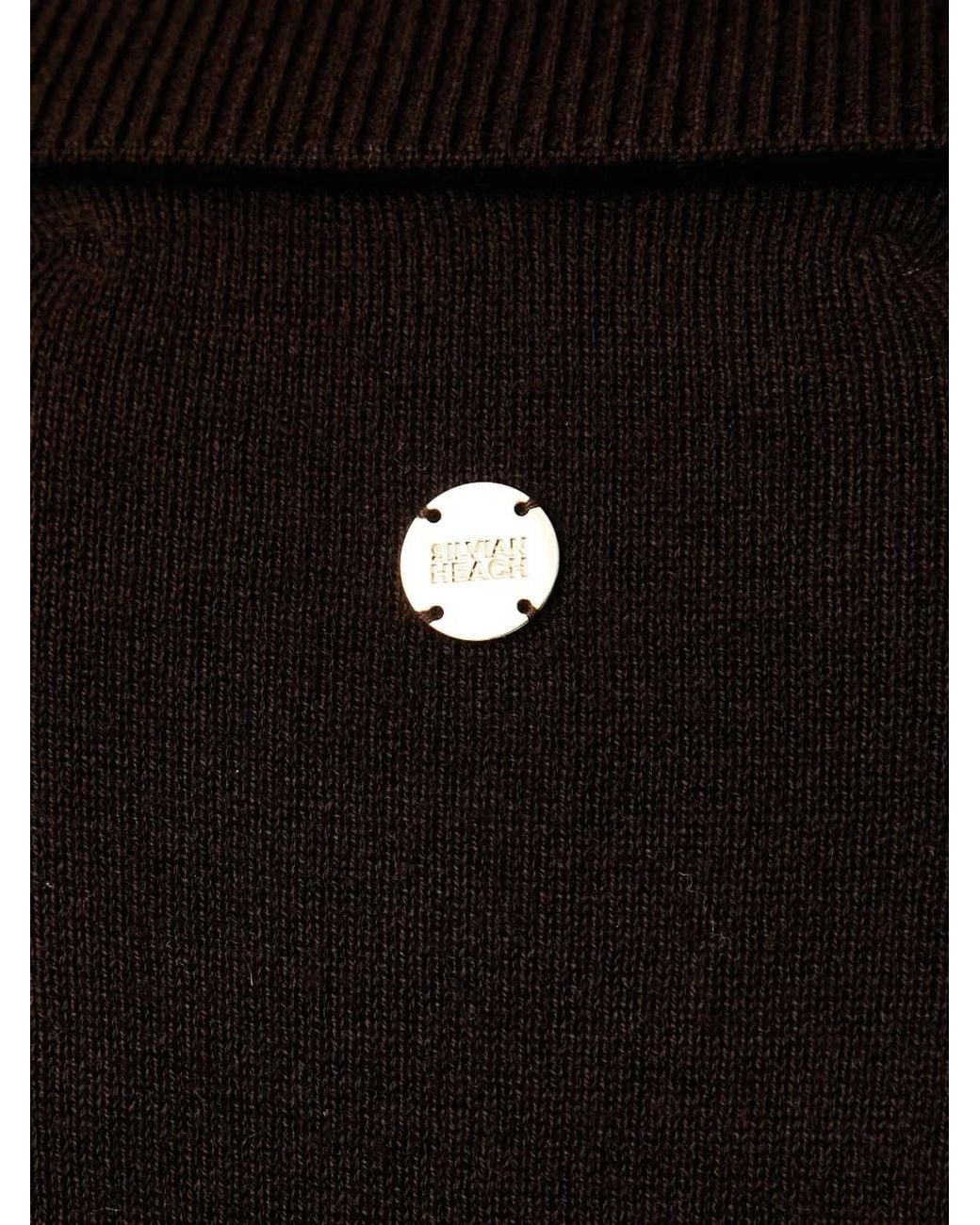 Silvian Heach Black Spread-Collar Curved-Hem Sweater